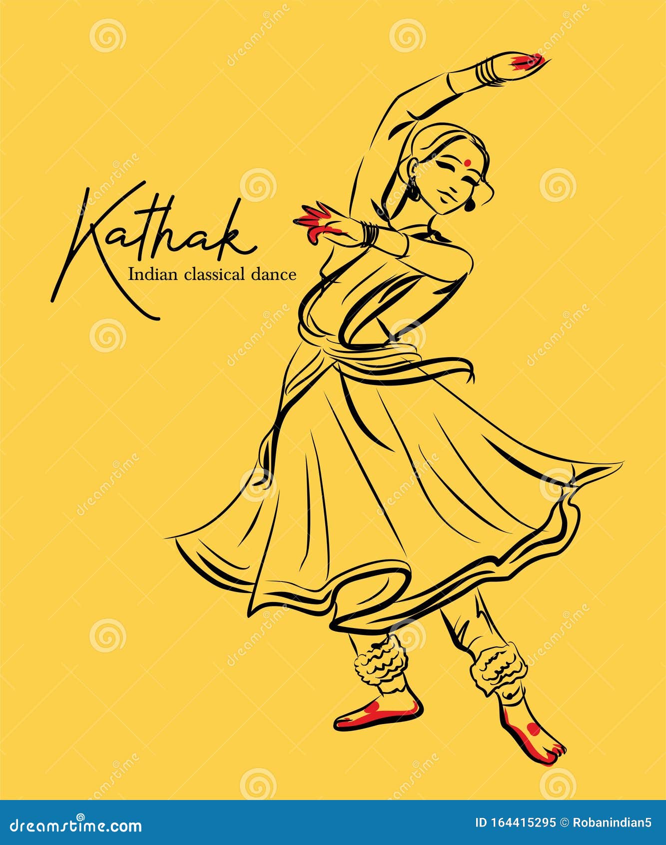 indian classical dance kathak sketch or  
